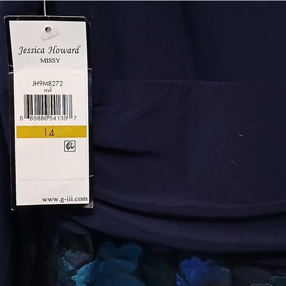 (60% OFF) NWT Jessica Howard Solid & Floral Midi Dress in Navy Blue 14 MSRP $130 - Picture 5 of 8